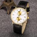 Fashion Men Watch Dial Quartz Wristwatch Leather Band Auto Date Display - Oh Yours Fashion - 2