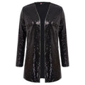 Women Sparkle Sequin Coat Jacket Stunning Open Front Long Sleeve Cardigan Outwear Fashion Sequins Streetwear
