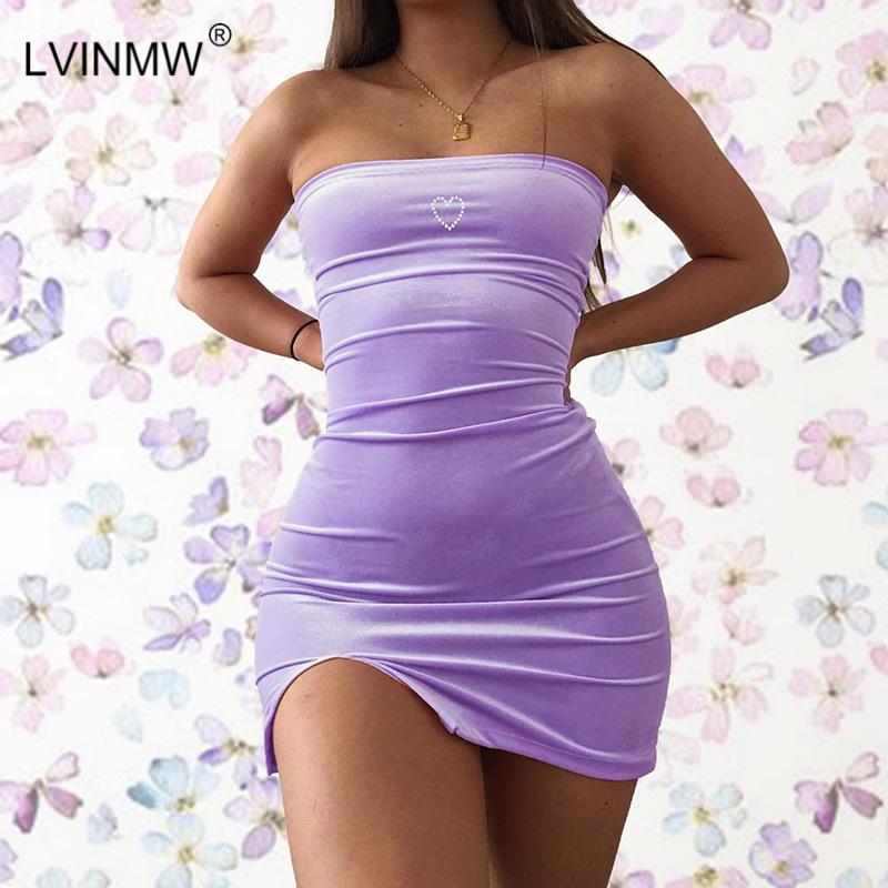 Sexy Velvet Slash Neck Love Print Side Split Mini Dress Summer Women Sleeveless Backless Slim Dresses