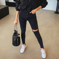 Sexy Ripped Bodycon Skinny Ankle Length Denim Pants