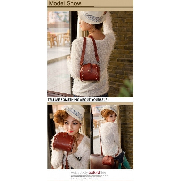 Artificial Leather Rivet Bag Mobile Phone Camera Bag Ladies Messenger Bag - Oh Yours Fashion - 1