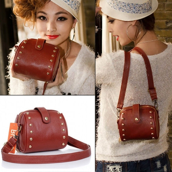 Artificial Leather Rivet Bag Mobile Phone Camera Bag Ladies Messenger Bag - Oh Yours Fashion - 3