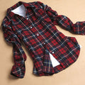 Button Cotton Lapel Shirt Plaids Flannel Shirt - OhYoursFashion - 1