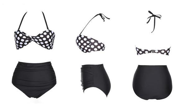 Plus Size Striped High Waist Bikini Set Swimwear - OhYoursFashion - 2