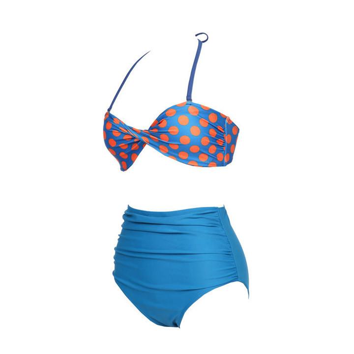 Plus Size Striped High Waist Bikini Set Swimwear - OhYoursFashion - 1