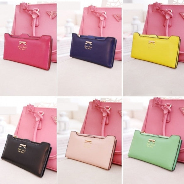 Korean Version of Bow Multi- Card Handbag Long Wallet Clutch - Oh Yours Fashion - 1