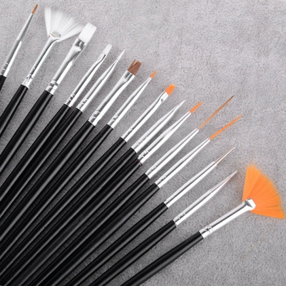 15pcs Professional Nail Art Brush Set Design Painting Pen - Oh Yours Fashion - 1