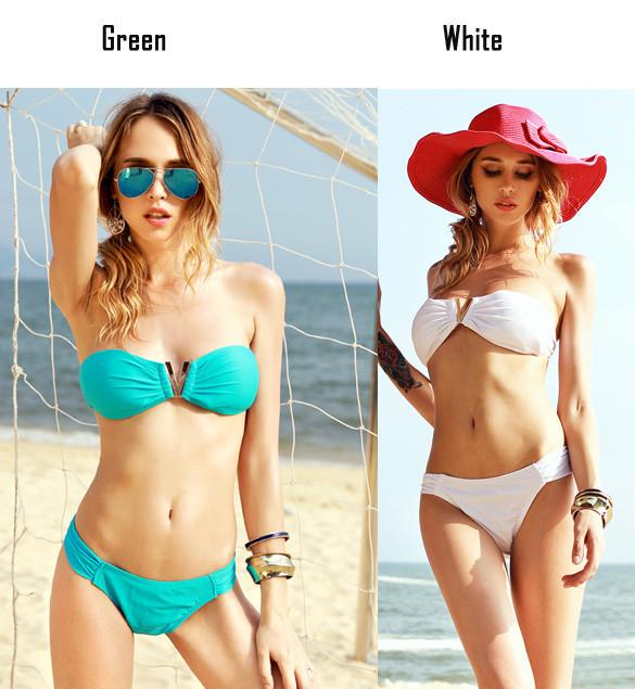 V Gold Metal Padding Bra Woman Brazil Bikini Swimwear - OhYoursFashion - 5