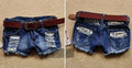 Retro Low Waist Tassel Hole Lace Jeans Denim Shorts - OhYoursFashion - 4