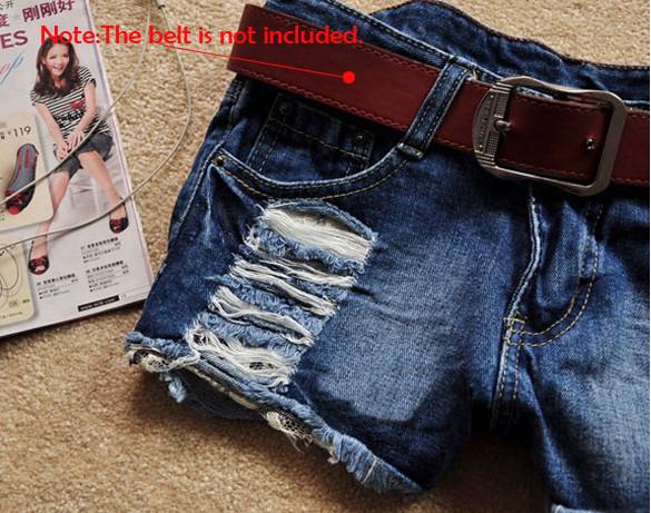 Retro Low Waist Tassel Hole Lace Jeans Denim Shorts - OhYoursFashion - 5