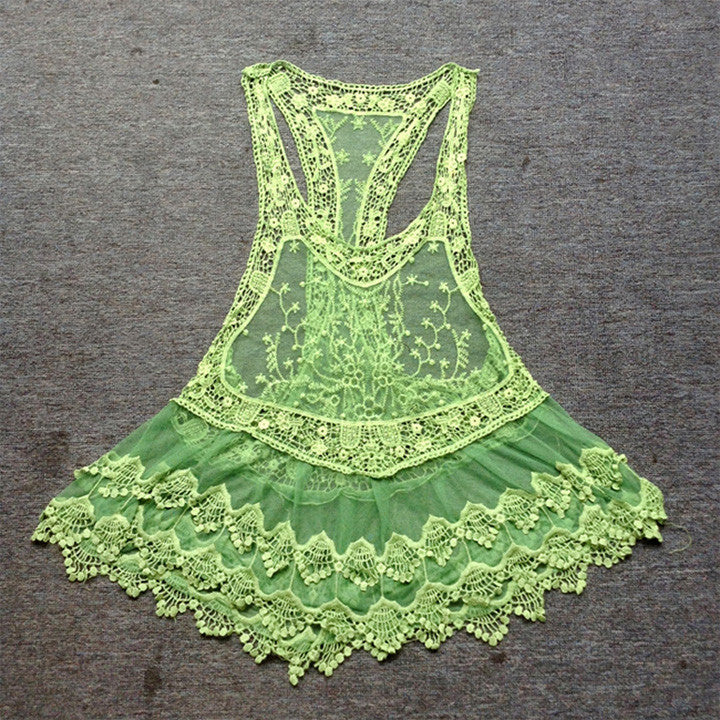 Lace Crochet Hollow Swimwear Bikini Beach Cover Up Dress - OhYoursFashion - 7