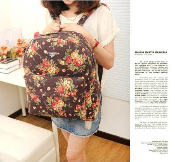 Canvas Flower Rucksack School Backpack Bag - Oh Yours Fashion - 3