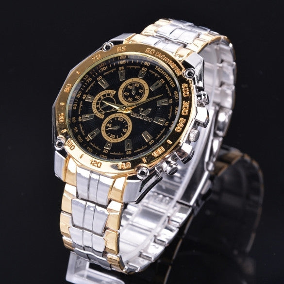 Fashion Stainless Steel Luxury Sport Analog Quartz Clock Men's Wrist Watch - Oh Yours Fashion - 1