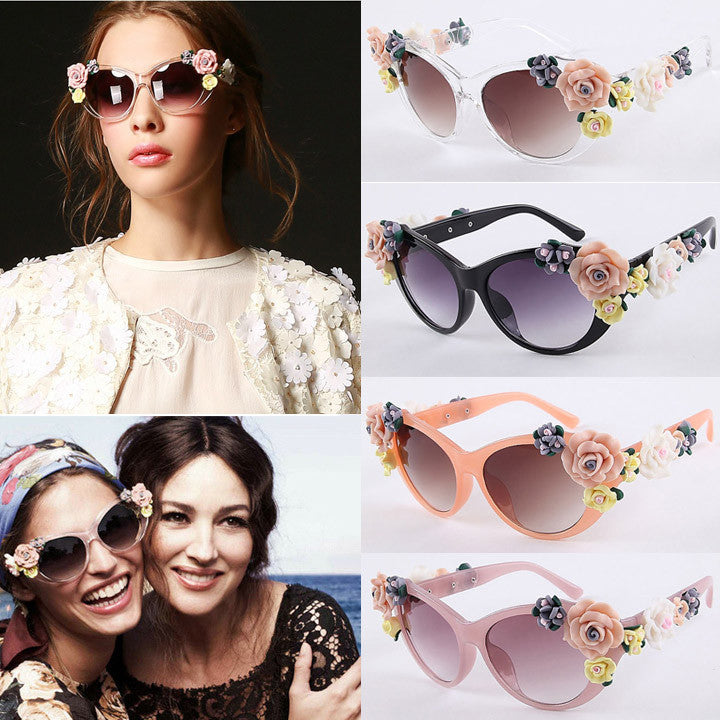 2016 Vintage Shades Women Designer Rose Flowers Sunglasses - OhYoursFashion - 1