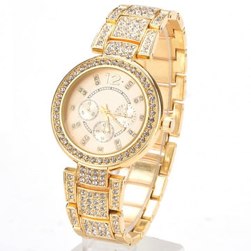 Gold Silver Ladies Casual Luxury Quartz Crystal Rhinestone Wristwatch - Oh Yours Fashion - 1