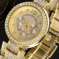 Gold Silver Ladies Casual Luxury Quartz Crystal Rhinestone Wristwatch - Oh Yours Fashion - 3