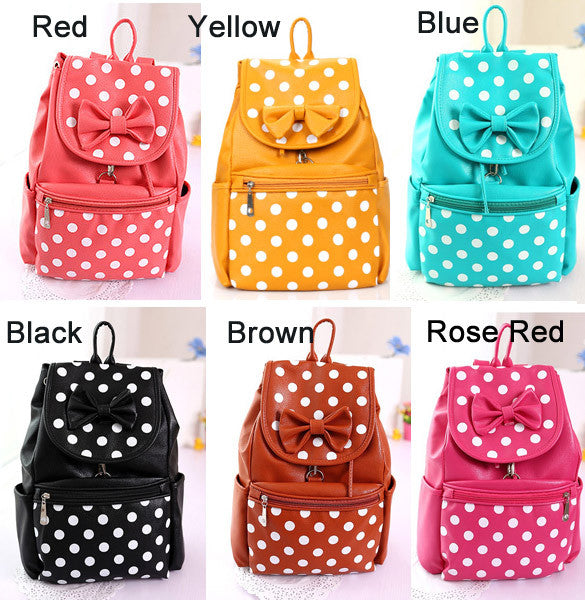 Polka Dots Bowknot Girls School Backpack - Oh Yours Fashion - 2