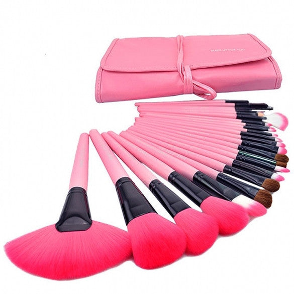 New 24pcs Professional Wool Cosmetic Makeup Brush Set Kit Brushes&tools Make Up Case - Oh Yours Fashion - 3