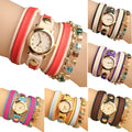 Fashion Wrap Around Rhinestone Chain Synthetic Leather Bracelet Quartz Wrist Watch - Oh Yours Fashion - 4