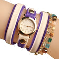 Fashion Wrap Around Rhinestone Chain Synthetic Leather Bracelet Quartz Wrist Watch - Oh Yours Fashion - 3