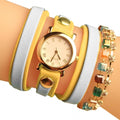 Fashion Wrap Around Rhinestone Chain Synthetic Leather Bracelet Quartz Wrist Watch - Oh Yours Fashion - 6
