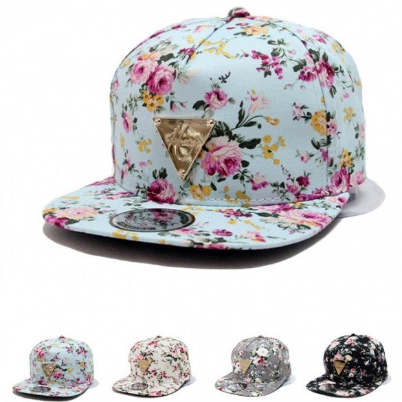 Fashion Floral Flower Snapback Hip-Hop Hat Flat Peaked Adjustable Baseball Cap - Oh Yours Fashion - 1