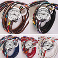 Hot Fashion Women Retro Beads Synthetic Leather Strap Watch Bracelet Wristwatch - Oh Yours Fashion - 7