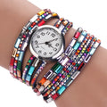 Hot Fashion Women Retro Beads Synthetic Leather Strap Watch Bracelet Wristwatch - Oh Yours Fashion - 3
