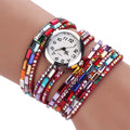 Hot Fashion Women Retro Beads Synthetic Leather Strap Watch Bracelet Wristwatch - Oh Yours Fashion - 6