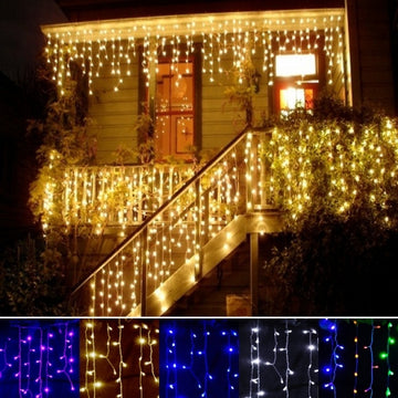 3.5m Droop 0.3-0.5m EU Plug Curtain Icicle String Lights 220V New Year Christmas LED Lights Garden Xmas Wedding Party - Oh Yours Fashion - 1
