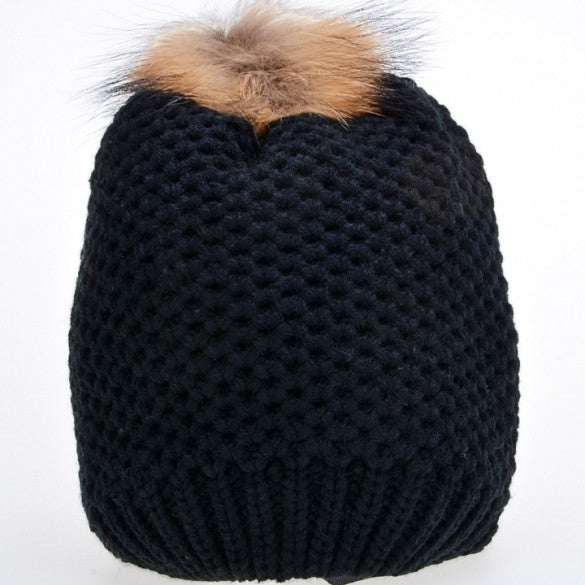 New Fashion Women's Stylish Knit Faux Fur Warm Cap Hat - Oh Yours Fashion - 2
