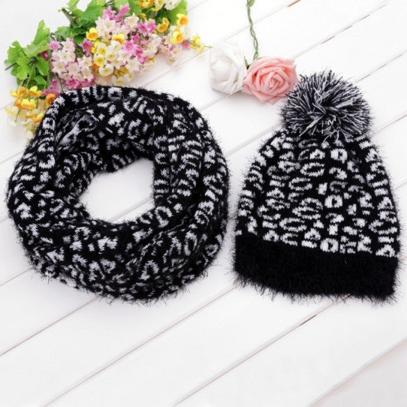 Women's Pattern Knit Winter Warm Ski Skating Cap Hat + Scarf Set - Oh Yours Fashion - 1