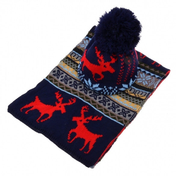 Stylish New Women's Ladies Sweet Deer Pattern Winter Warm Thickening Knitted Long Scarf Shawl + Ski Hat Set - Oh Yours Fashion - 4