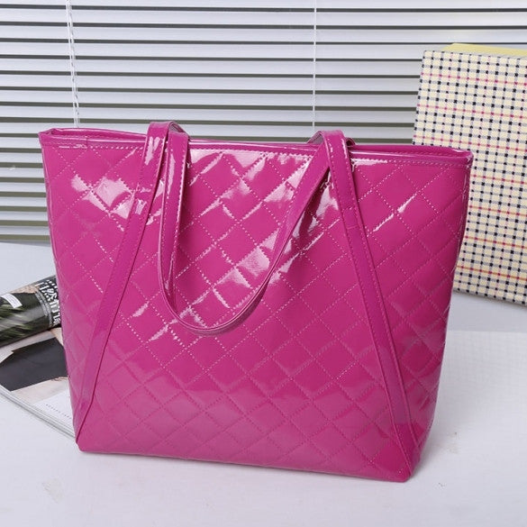 New Fashion Women's Girl Plaid Synthetic Leather Handbag Shoulder Bag - Oh Yours Fashion - 4