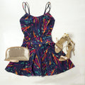 High Waist Strap Print A-Line Mini Dress - O Yours Fashion - 3