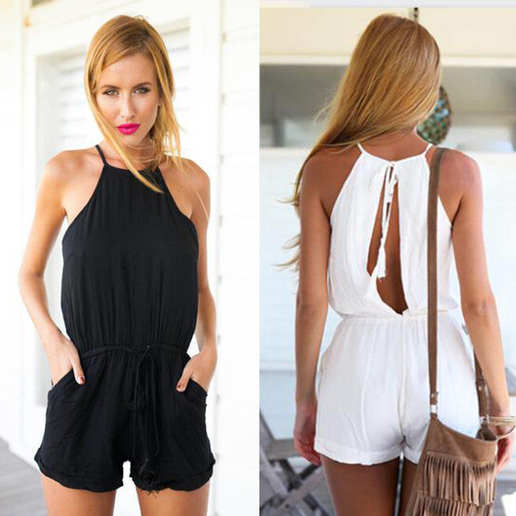 Drawstring Waist Jumpsuit Solid Classic Crimping Jumpsuit - O Yours Fashion - 4