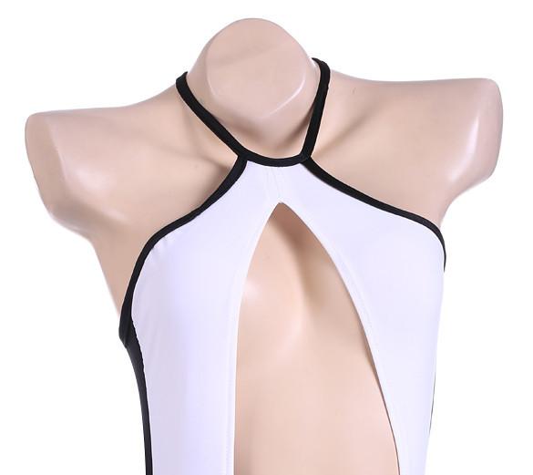 Strap Hollow Splicing Color Swimsuit One Piece Swimwear - OhYoursFashion - 3