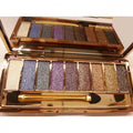 Women 9 Colors Waterproof Makeup Glitter Eyeshadow Palette with Brush - Oh Yours Fashion - 6