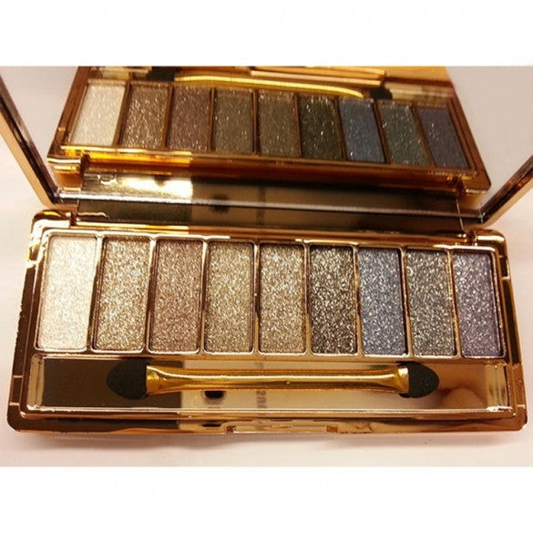 Women 9 Colors Waterproof Makeup Glitter Eyeshadow Palette with Brush - Oh Yours Fashion - 7