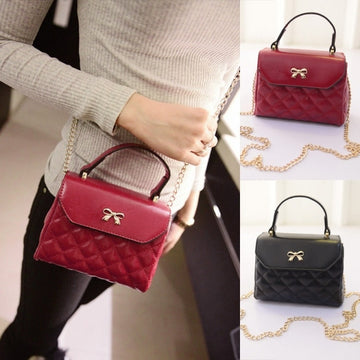 Hot Fashion Women Synthetic Leather Plaid Flap Bag Hasp Closure Shoulder Bag Casual Party Small Handbag - Oh Yours Fashion - 1