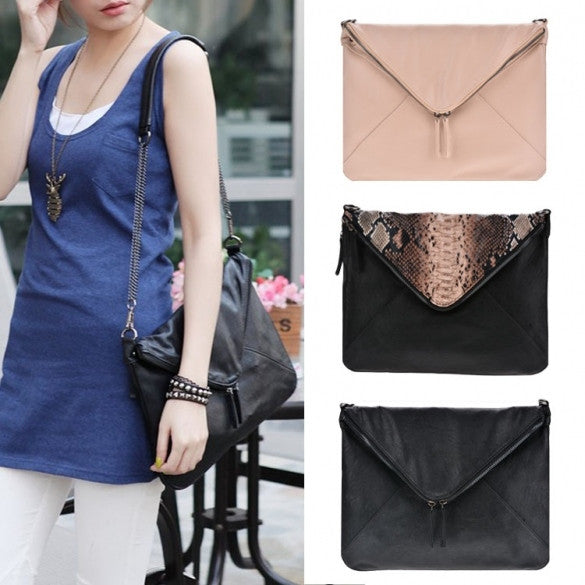 New Women Faux Leather Cool Personality Envelope Clutch Bag Messenger Bag Shoulder Bag - Oh Yours Fashion - 1