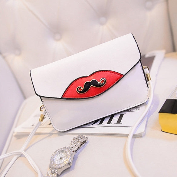 New Fashion Women Synthetic Leather Mustache Decorated Shoulder Bag Clutch Bag - Oh Yours Fashion - 4