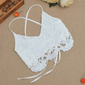 Sexy V-neck Strap Floral Hollow Out Lace Slim Crop Top - O Yours Fashion - 4
