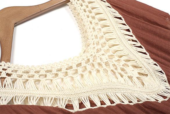 Long Sleeve Knit Splice Irregular Hem Blouse Swimwear Cover Up - OhYoursFashion - 7