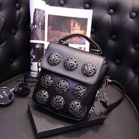 New Fashion Women Synthetic Leather Hollow Out Button Decorated Handbag/Shoulder Bag/Messenger Bag - Oh Yours Fashion - 2