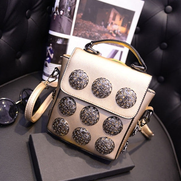 New Fashion Women Synthetic Leather Hollow Out Button Decorated Handbag/Shoulder Bag/Messenger Bag - Oh Yours Fashion - 3