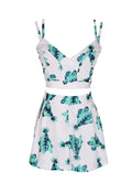 Backless Print Two Pieces Top Shorts Set Dress Suits - Oh Yours Fashion - 2