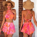 Cross Back Backless Crop Top with Shorts Two Pieces Dress Set - Oh Yours Fashion - 1