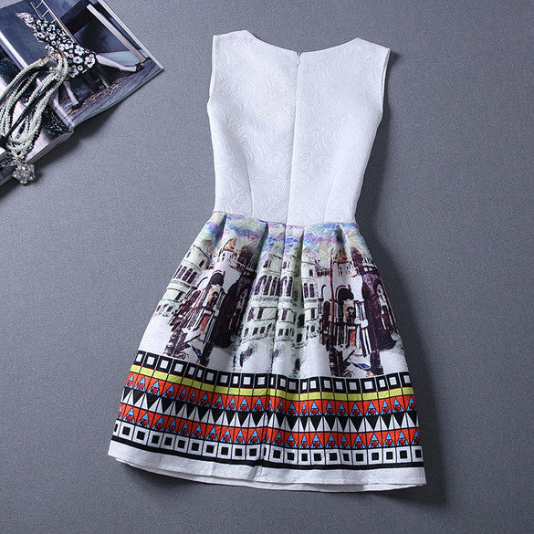 Print Pleated Short Mini Tank Dress - O Yours Fashion - 3