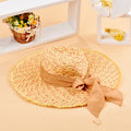 Women Bowknot Hat Wide Large Brim Girl Summer Beach Sun Straw Weave Casual Sun Hat - Oh Yours Fashion - 3